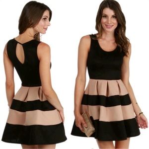 Windsor | Black & Tan | Casual Sleeveless Skater Mini Dress | Size S